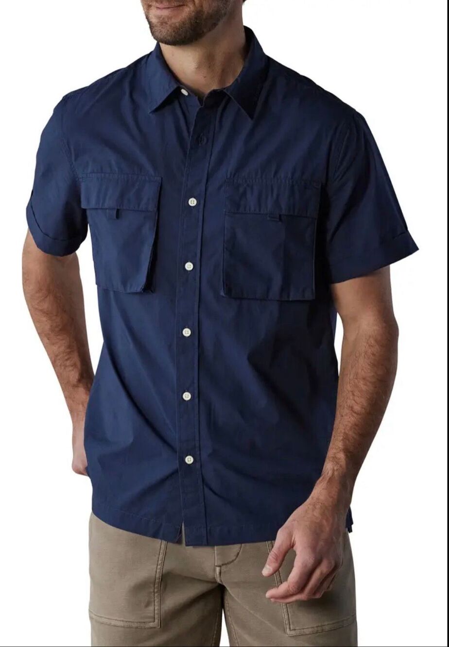 The Normal Brand Expedition Shirt NWT Navy Utility Button Down Short Sleeve Coas